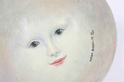 Sergio Bustamante Signed Ceramic Moon Face Sculpture 5/100