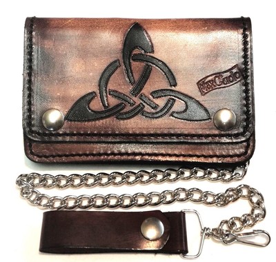 PORTAFOGLIO IN CUOIO ARTIGIANALE CELTICO PER BIKERS | eBay