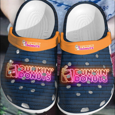 Neon Donut-Inspired Clog Shoes - Fun Dunkin Style for Bright Footwear Lovers