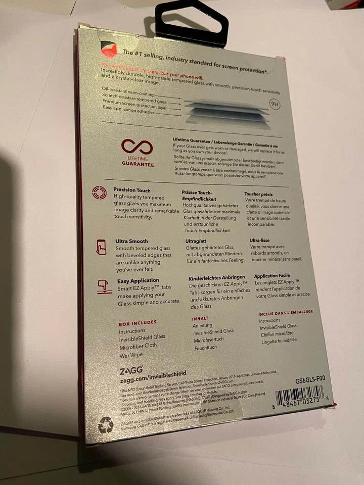 Protector Pantalla Cristal Transparente Protector Invisible Samsung Galaxy S6 GS6GLS-F00 ZAGG. Foto 2 de 2