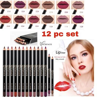 NICEFACE 12 Colors Matte Mist Lipstick Lasting Non-stick Lip Gloss Lip Liner Set Makeup