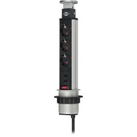Brennenstuhl Tower Power Versenkbare Steckdosenleiste 3-Fach, Silber
