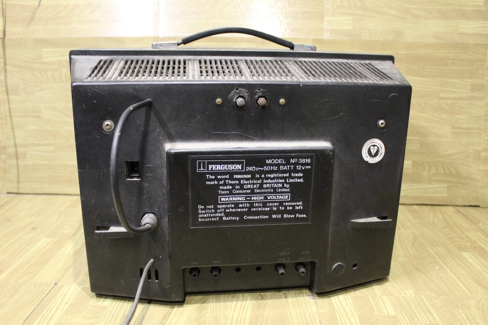 Ferguson 3816 CRT TV 12" B&W Portable Tube Television Retro Vintage TV