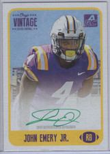 John Emery Jr. 2021 Onyx Vintage Auto Autograph Green Ink /50 LSU Tigers
