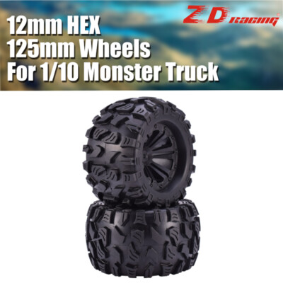 2 Stück 12mm HEX & 125 mm Räder Reifen für 1/10 Monster Truck Offroad HPI HSP XS