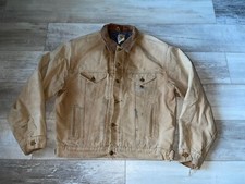 Carhartt chore coat mens Large blanket lined vintage Tan jacket Distressed Paint
