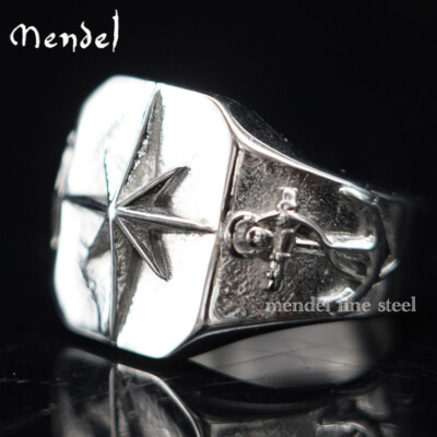 #ad MENDEL Chunky Mens Y2K Gen Z Nautical Marine Anchor North Star Ring Size 7 15 $13.99