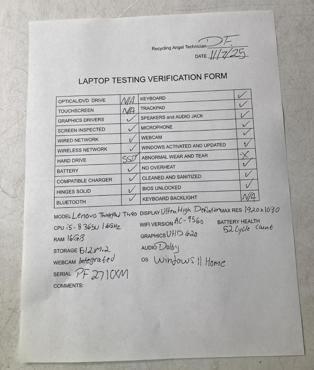 Lenovo ThinkPad T490 vPro w/ i5-8365U 1.60GHz 16GB Ram 512GB NVMe/M.2 Win11 Home