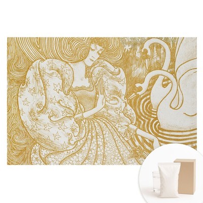 Non-Woven Wall Covering High Quality Finish Woman With Swans Fairy Tale Style