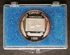 1986 Wild Turkey Stamp 1oz Silver Round in a Plastic Holder