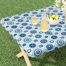 Rectangle Vinyl Tablecloth, Fitted Table Cover, 100 Waterproof, Elastic Edge...