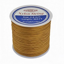 0.8mm Nylon Cord for Bracelet Making, Strong Non-Stretch Craft String Khaki