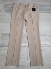 NWT John Varvatos USA Dress Pants Mens 38 Tan Wool Stretch Unhemmed Made Canada