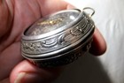 RARE DUTCH ANTIQUE MOCK PENDULUM CALENDAR  MID-LATE 1700'S REPOUSSE POCKET WATCH — photo 6