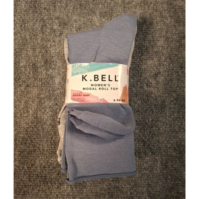 K BELL Women's Modal Roll Top Crew Socks, 6 Pairs Multicolor, Size: 5.5-10, New