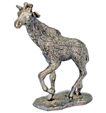 Vintage Pewter Giraffe Micheal Ricker 4" Statue Detailed Figurine Made in USA 4"