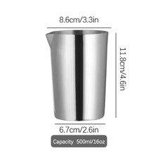 Cocktail Mixing Glass 500ml - Silver Stainless Steel Stirring Cups - Tin Bar
