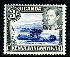 Kenya Uganda Tanganyika 3s Violet Blue & Black Perf 13x11&frac12; SG #147a Mint R848