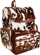 Cow Print Leather Diaper Bag Backpack Multifunction