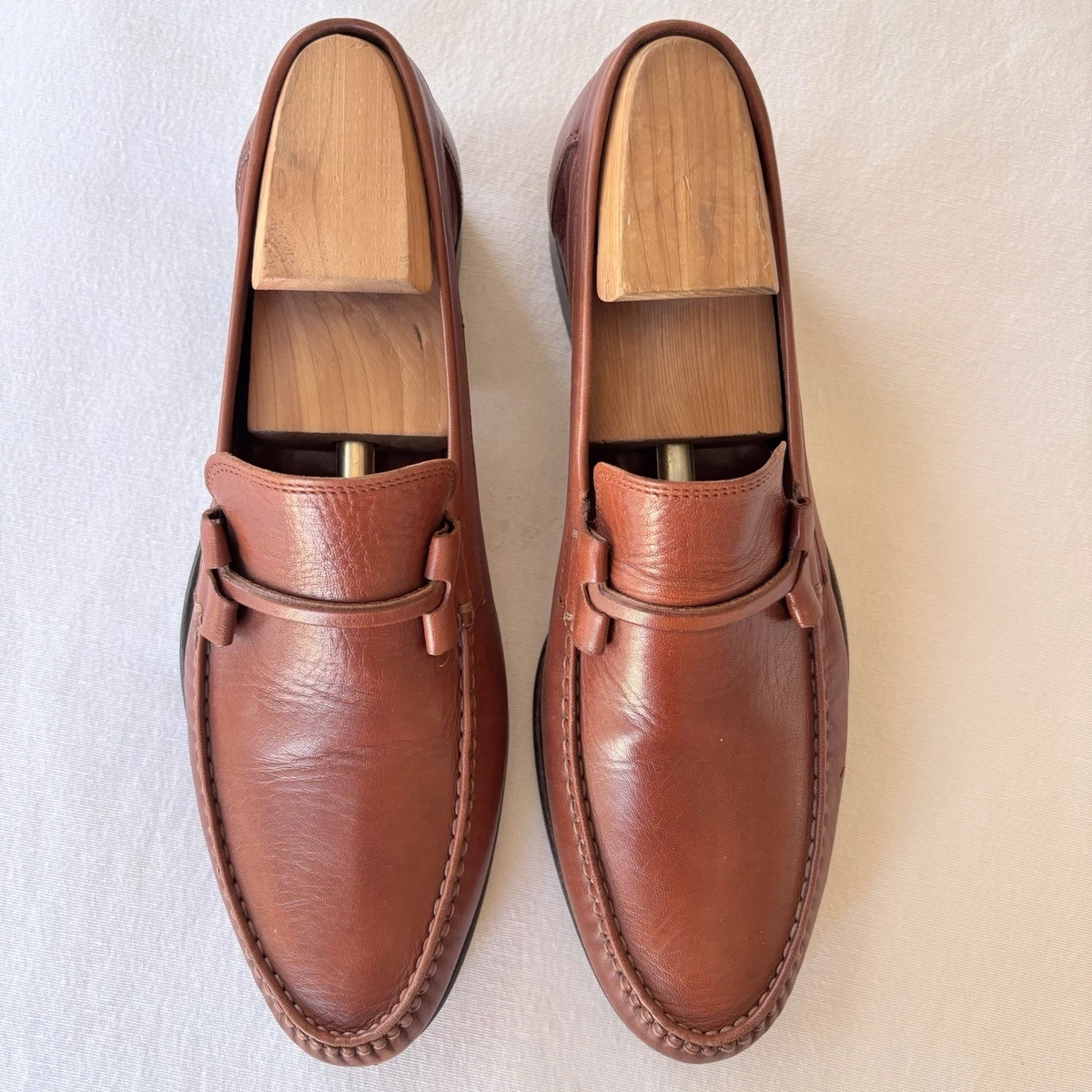 Bruno Magli Bordo Leather Horsebit Loafers Shoes Praline Brown 8.5M Italy Bruno Magli M Solid Dress Shoes for Men for sale | eBay main image 3