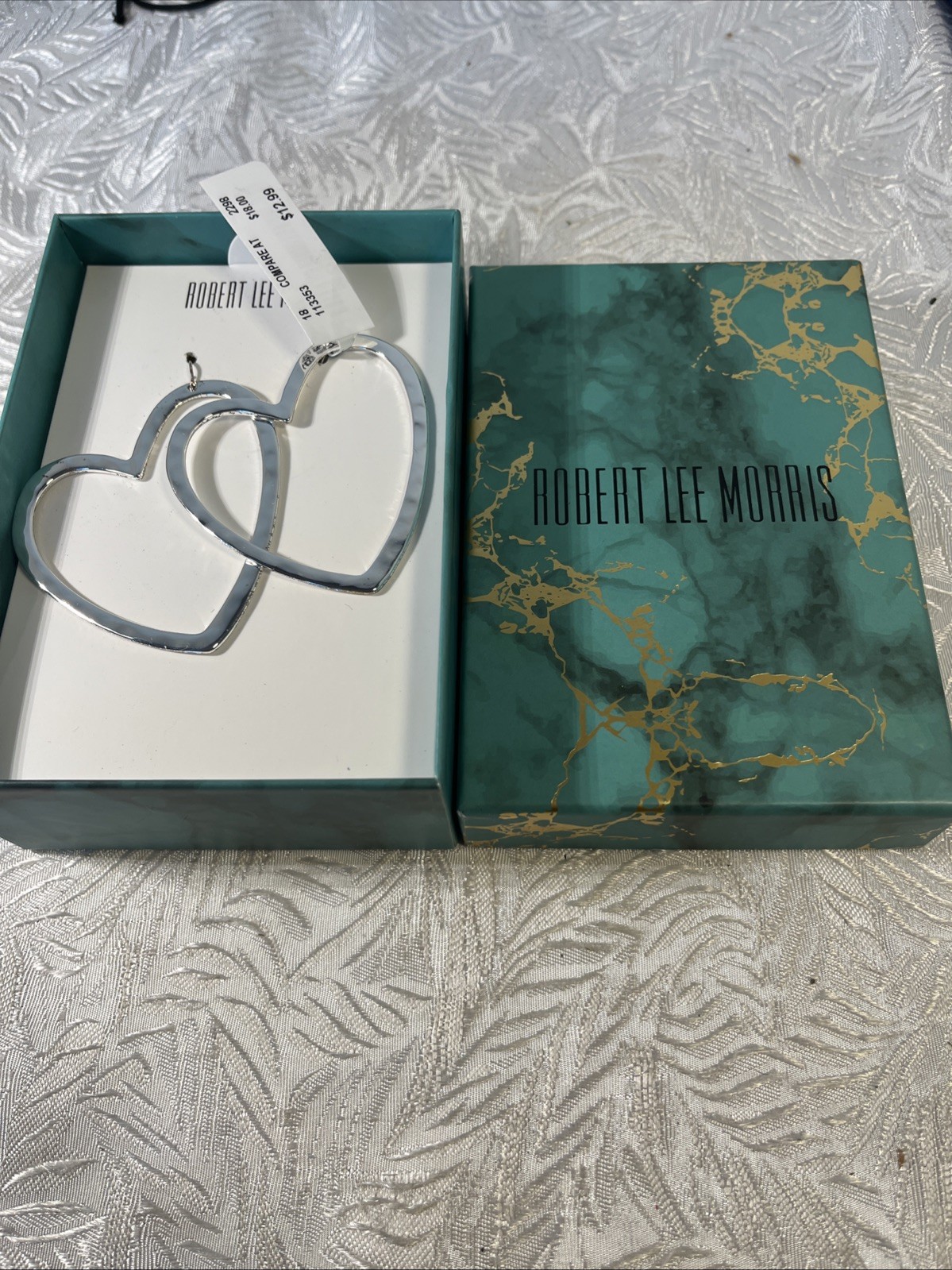 RLM Oversized Heart Drop Earrings Robert Lee Morris 3-1/4"Earrings NEW BOXED QVC thumbnail 2