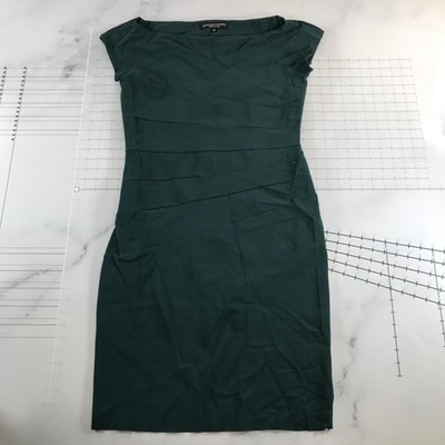 La Petite Robe di Chiara Boni Dress Womens 50 Green Jersey Pleated Cap Sleeve
