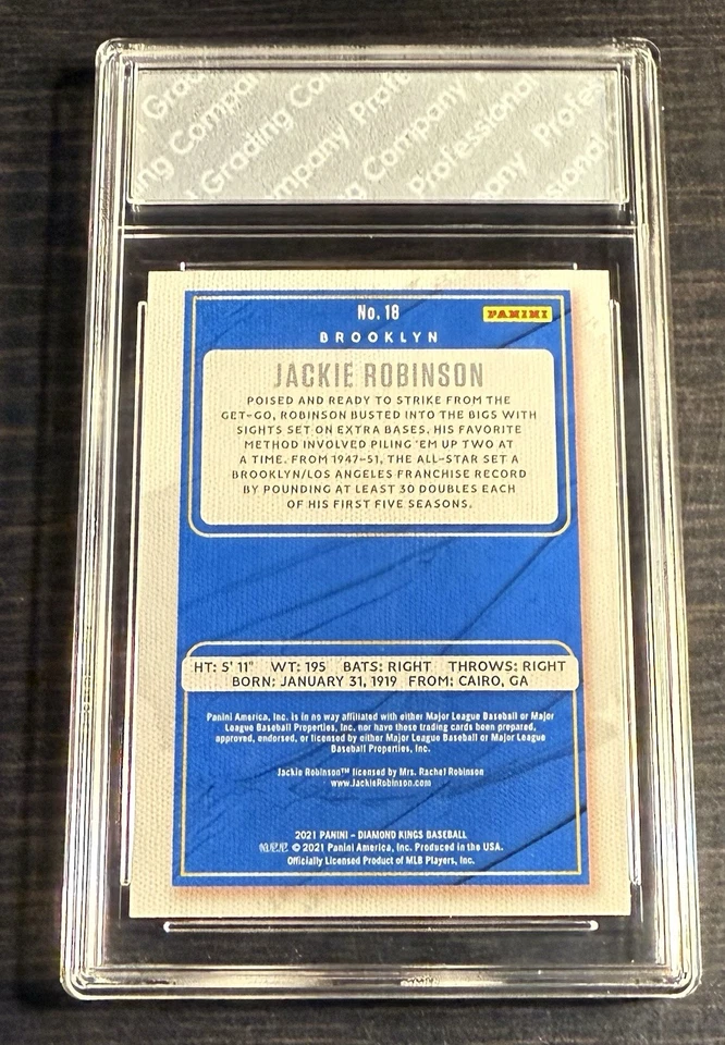 2021 Panini Diamond Kings Jackie Robinson #18 PGC 10 - Image 2 of 2