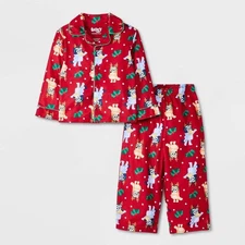 Toddler 2pc Bluey Christmas Family Sleep Coat Pajama Set Red 12 Months #6578
