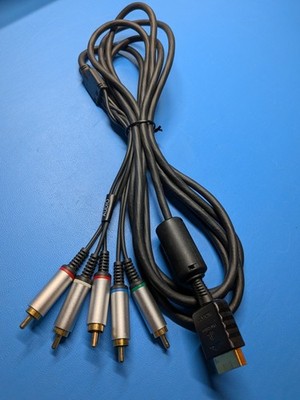 Genuine Sony Playstation PS2 PS3 Component Cable - Gold Plated - Tested - READ!