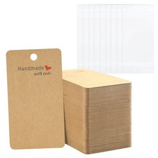 joycraft 100Pcs Earring Display Cards with Bags, 2x3.5 inches, Brown