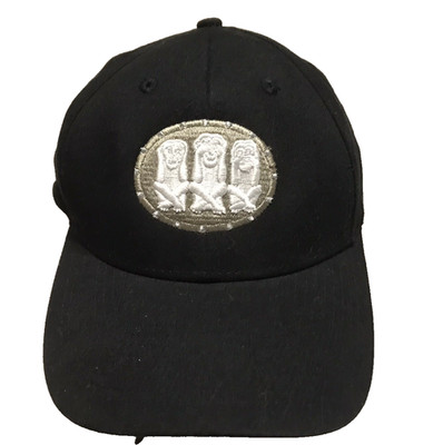 Gandhi Three Monkey Adult Hat Baseball One Size Black Adjustable Embroidered
