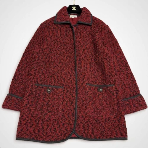 Cappotto di lusso Christian Dior tweed logo aderente lana rosso taglia M