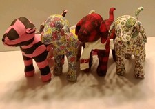 Victoria's Secret Pink Dogs. 6". Lot Of 4 , Graffiti Flowers Plaid Black Strip