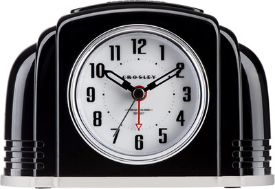 Crosley Vintage Art Deco Analog Alarm Clock, Traditional Ticking, Automatic Dimm