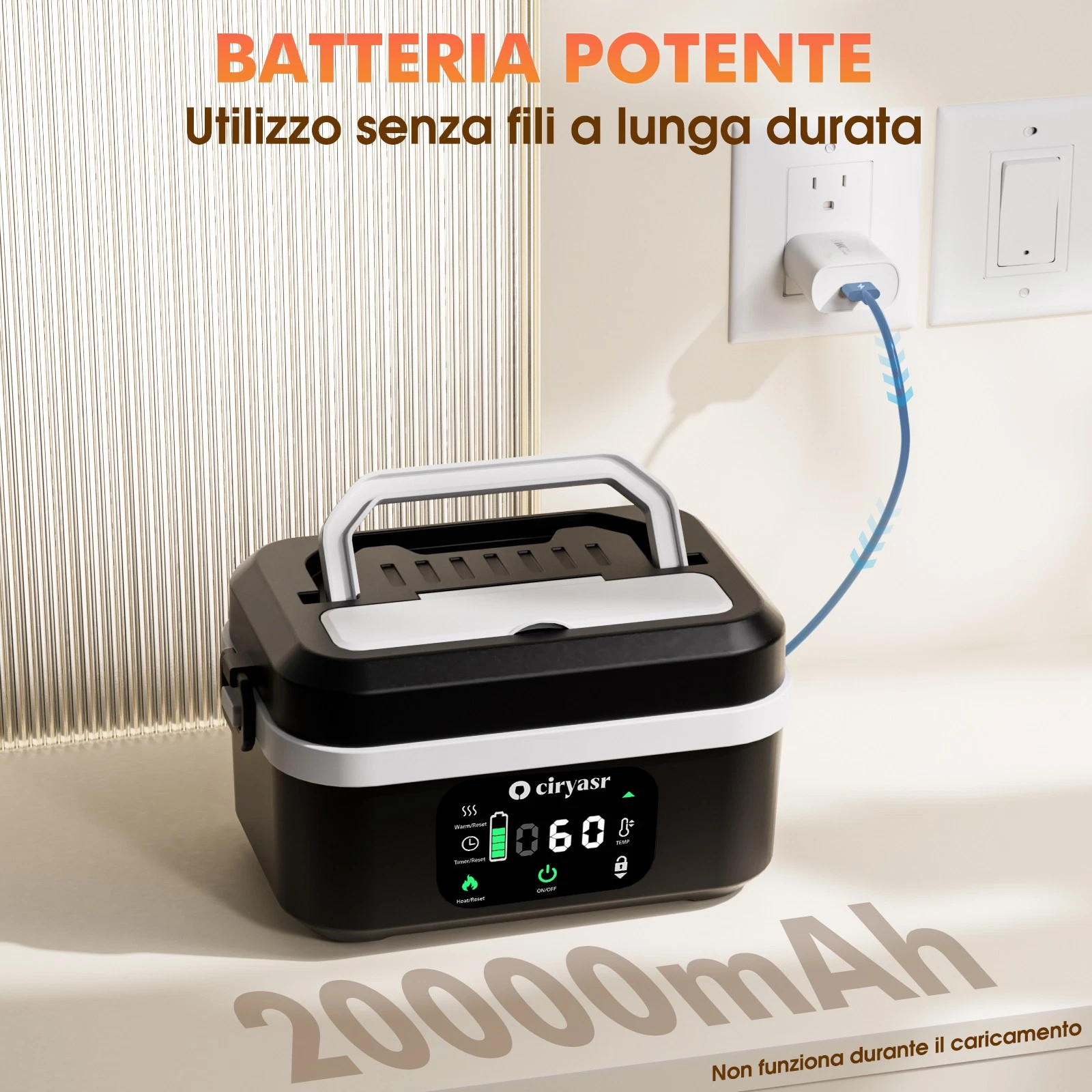 🔥Cordless Electric Lunch Box for Adults Rechargeable Food Lunch Warmer 18000mAh