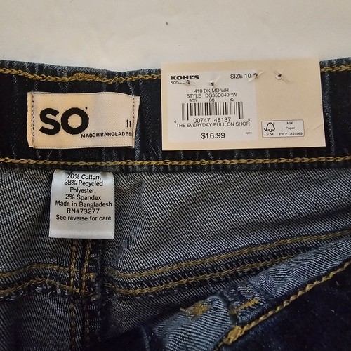 Girl's SO mid Rise Pull On Denim Shorts Superstretch Size 10 NWT - Picture 4 of 5