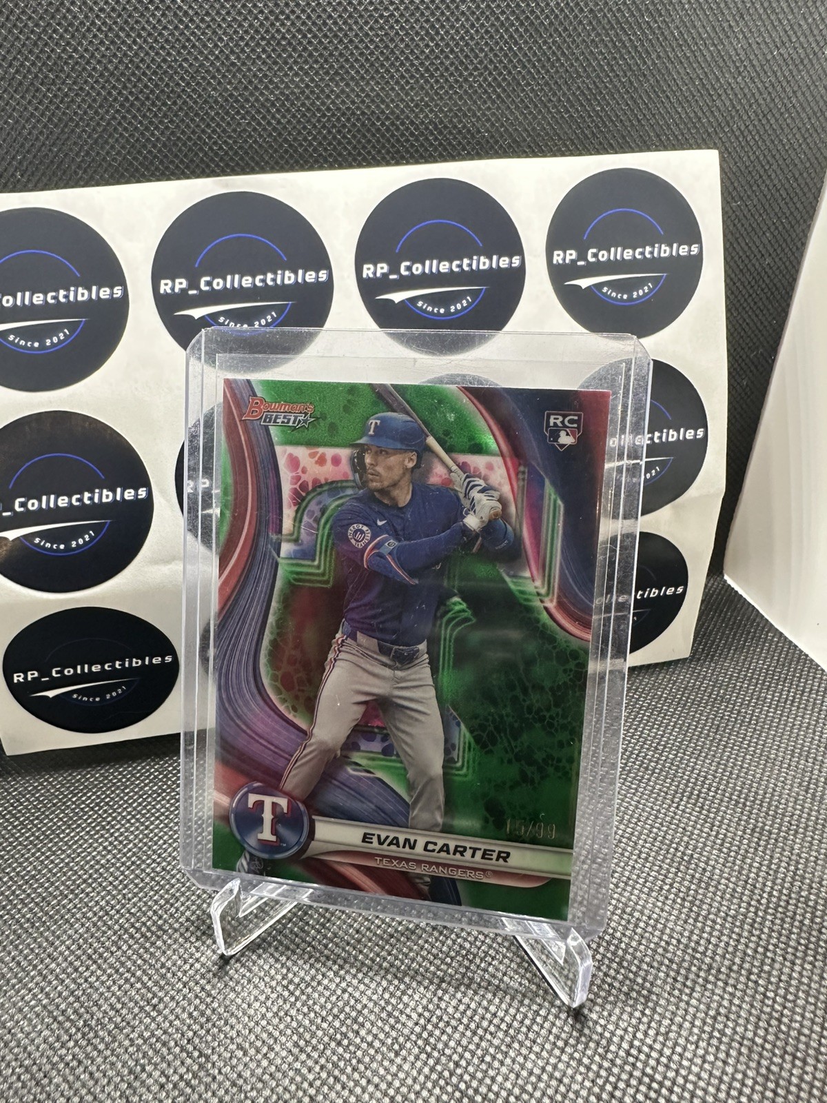 2024 Bowman's Best Evan Carter Rookie Green Refractor 15/99