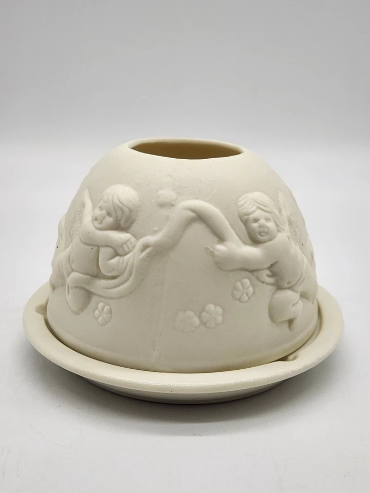 Suporte de vela vintage bisque litófano querubim lâmpada de fada tealight - Imagem 3 de 4