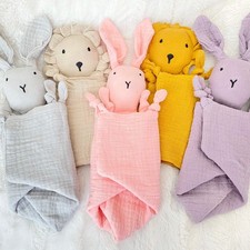 Muslin Baby Lovey Security Blanket   Soft Cotton for Newborns  Toddlers  Neutr