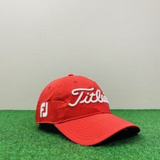 Titleist Golf FJ FootJoy PRO V1 Adjustable Strapback Hat Cap Red/White Stretch
