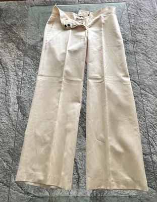 Made in Italy | Vintage Prada Cream-Colored Silk Pants, Size 42