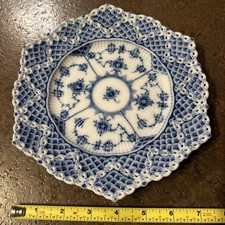 Royal Copenhagen BLUE FLUTED FULL LACE Pierced 8 3/8" Plate 636, 1st Qual, Mint
