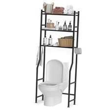 3-Tier Over The Toilet Storage, Space Saver Metal Bathroom Shelves, Black