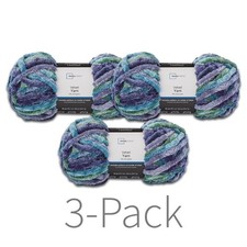 Super Bulky Velvet Yarn Multi Blue Polyester Knitting Craft 3 Pack 80 Yards
