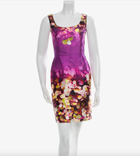 Vintage Oscar de la Renta Lilac Multicolor Digital Print Silk Dress  XS / US 2