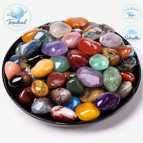 Mischung Trommelsteine 1,5 cm 24 Stück Polierte Edelsteine für Deko Chakra