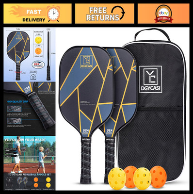 Set of 2 Lightweight Carbon Fiber Pickleball Paddles with 2 Balls & Bag - USAPA
