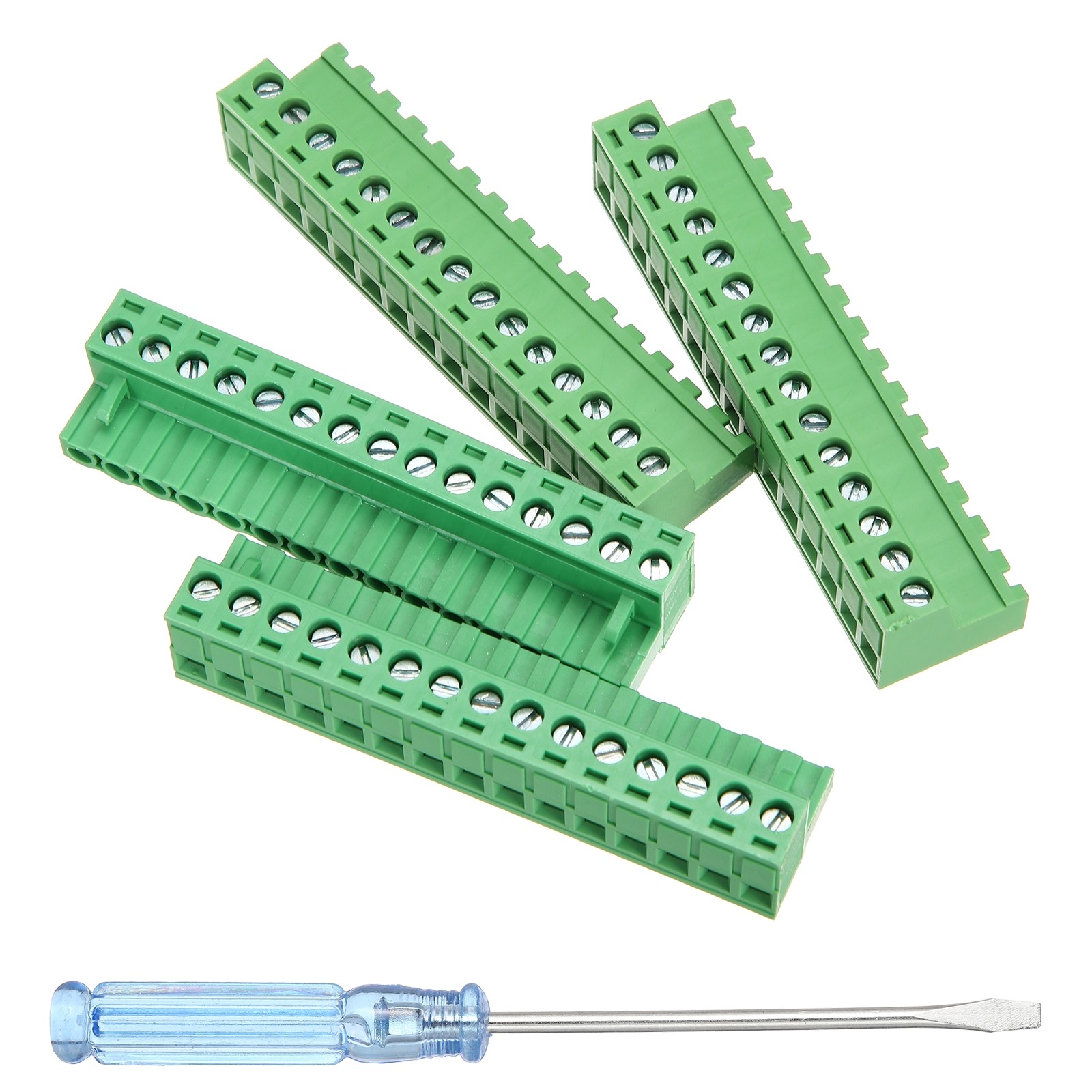 2 Set 15 Pin 5.08mm Pitch Pluggable PCB Screw Terminal Block 300V 20A Green