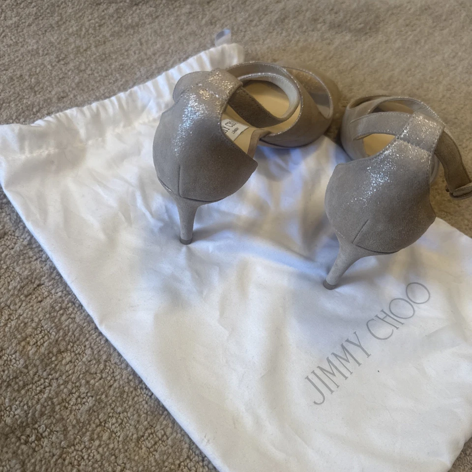 Новый JIMMY CHOO EMILY «65» мм металлический замши песок золото сандалии 40 никогда не носили/сумка - Изображение 4 из 4