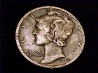 1919-D Mercury Dime, Fine grade
